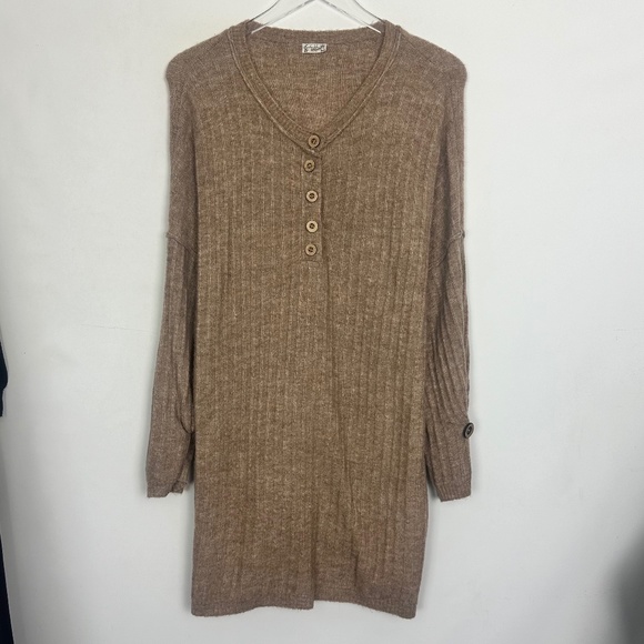Free People Around The Clock Pullover in Oatmeal Brown Small - Picture 3 of 10